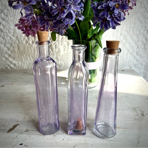 70s VINTAGE PURPLE Glass Bottles Party Decor Wedding Birthday Shower$29 each - Picture 1 of 4